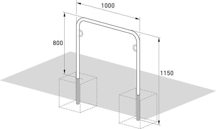 Fahrradanlehnsystem Trust 20 | 3er Pack | zum Einbetonieren | 1000mm | mit Ringösen | Fahrradständer