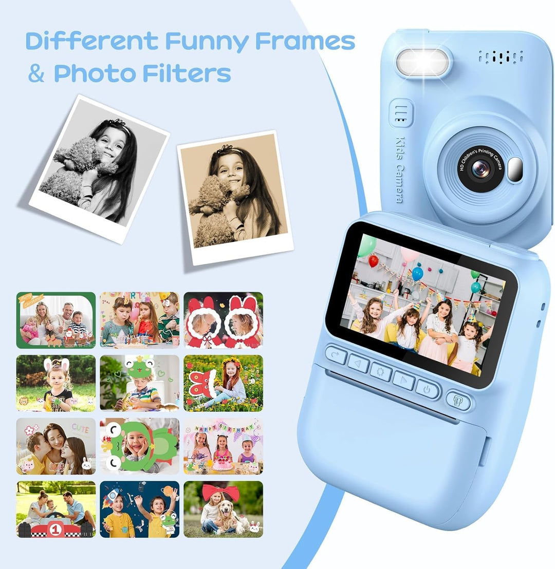 GREENKINDER Sofortbildkamera Kinder,14MP 3.0 Zoll Bildschirm Kinderkamera Sofortbildkamera mit 32G K