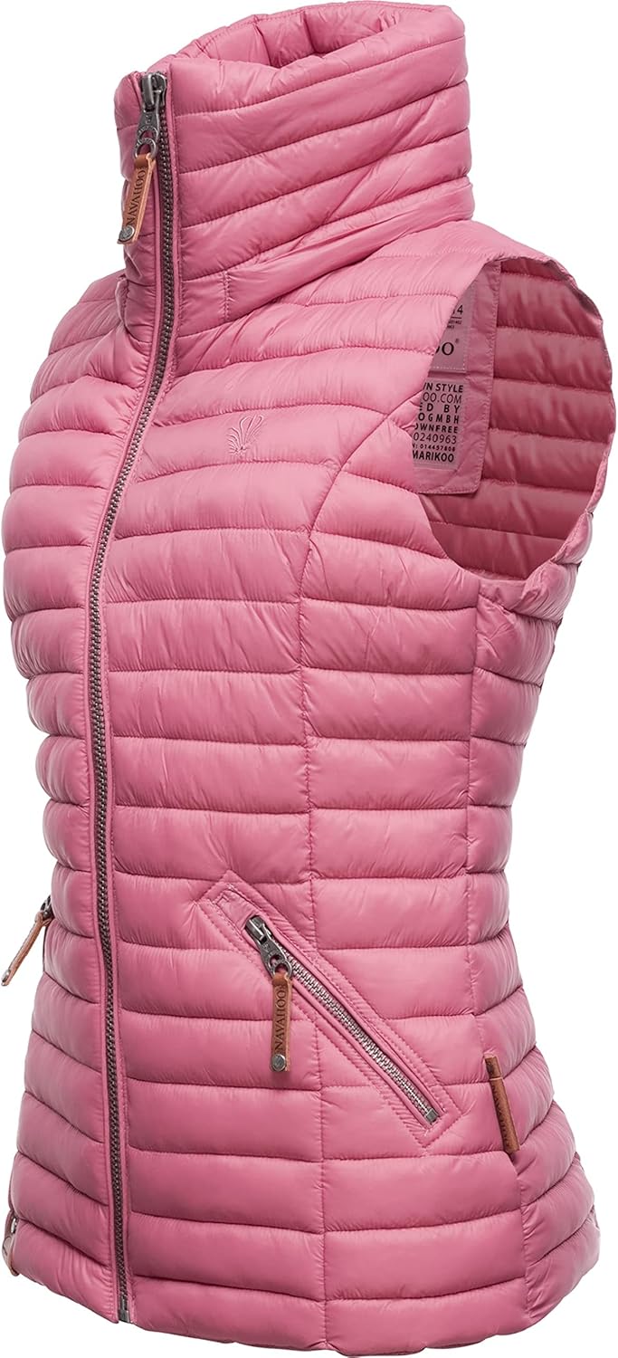 Navahoo Damen Übergangsjacke leichte Steppweste mit Abnehmbarer Kapuze Shadaa XS-3XL XS Himbeere, XS