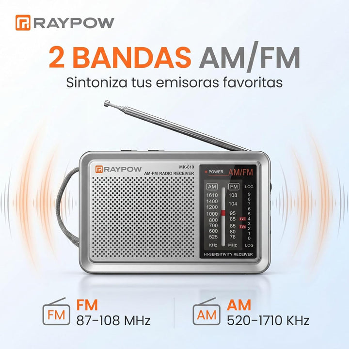 Tragbares Radio, 2-Band-Radio, FM-Transistorradio, tragbare Tasche, funktioniert mit 2 Batterien LR2