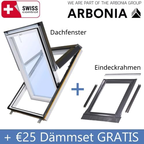Dachfenster Set für Schweizer Arbonia Gruppe 114 x 140 cm SkyLight Kunststoff-Dachfenster mit Eindec