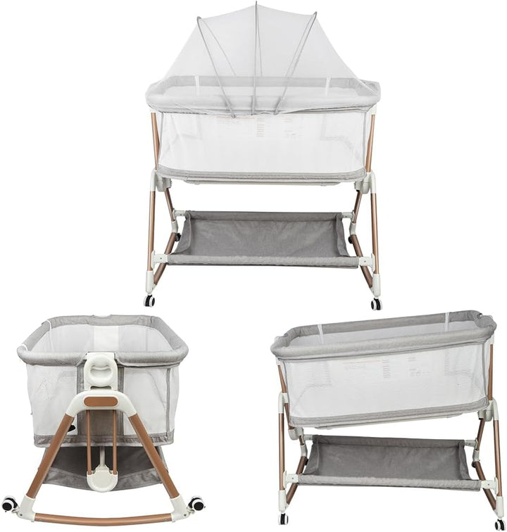 Kedia Babywiege mit Moskitonetz, Babybett & Reisebett mit Rollen, Babybett für Wiegen, höhenverstell