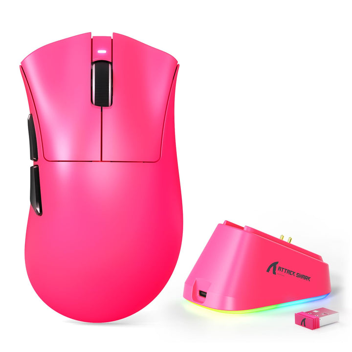 MAMBASNAKE x ATTACK SHARK V3PRO Kabellose Gaming-Maus mit Magnetischer Ladestation, PAW3311-Sensor,
