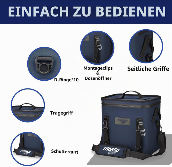 Thurso Surf Soft-Kühltasche für 24 Dosen, tragbare Eiskühltasche, 48 Stunden Isolierung, auslaufsich