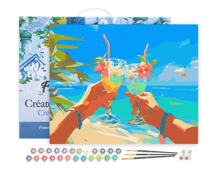 Figured'Art Malen Nach Zahlen Erwachsene Mit Rahmen Strand-Toast - Paint by Numbers Basteln DIY Bast
