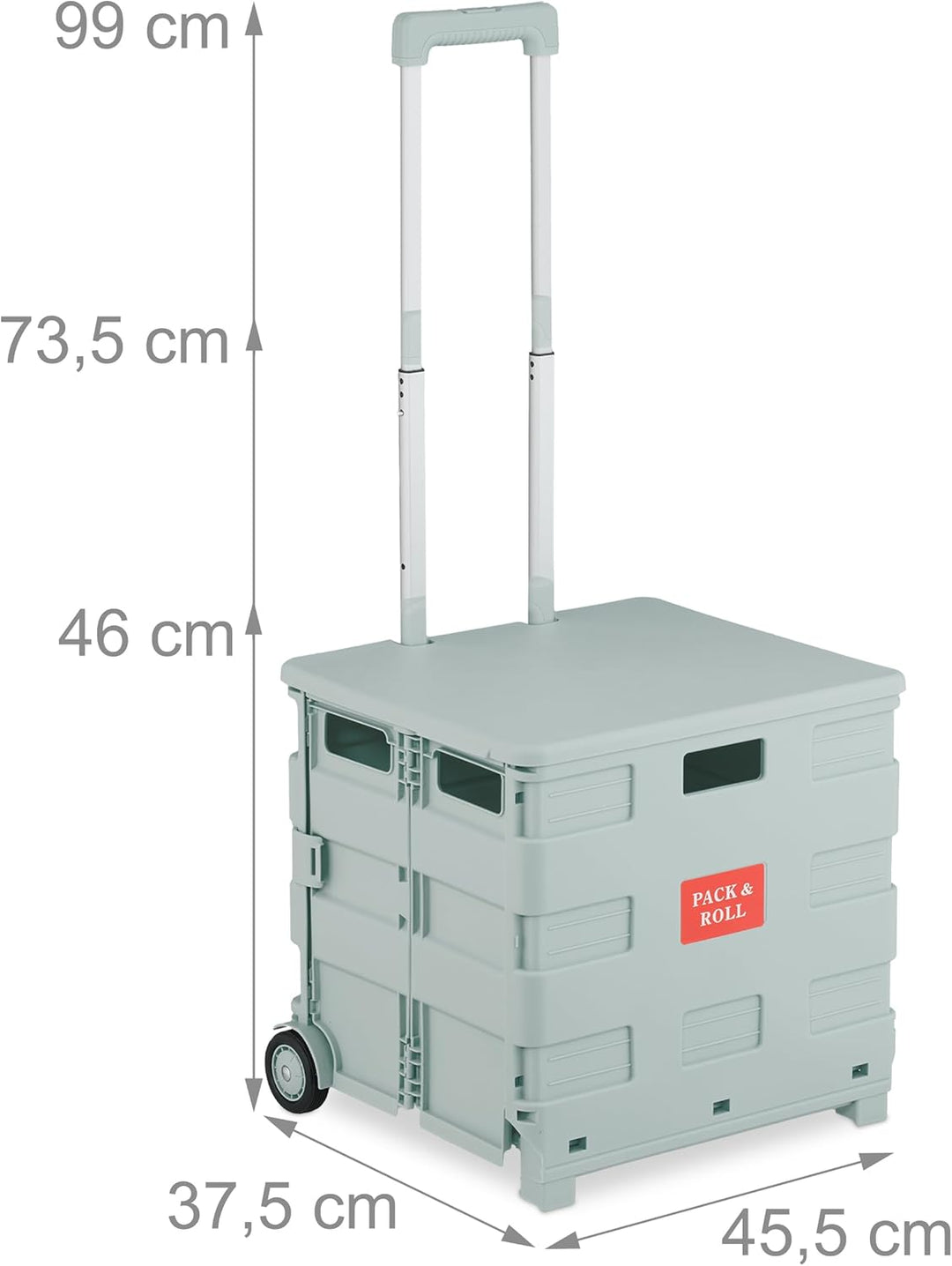 Relaxdays Einkaufstrolley, klappbar, Einkaufskorb mit Rollen, mit Deckel & Teleskopgriff, bis 35 kg,