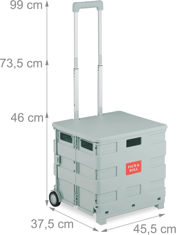 Relaxdays Einkaufstrolley, klappbar, Einkaufskorb mit Rollen, mit Deckel & Teleskopgriff, bis 35 kg,