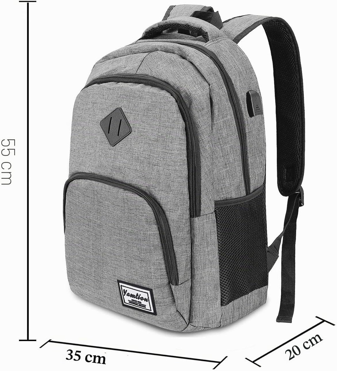 YAMTION Rucksack Laptop 17.3 Zoll Rucksack Schule mit USB-Ladeanschluss für Arbeit Schule Reisen Cam