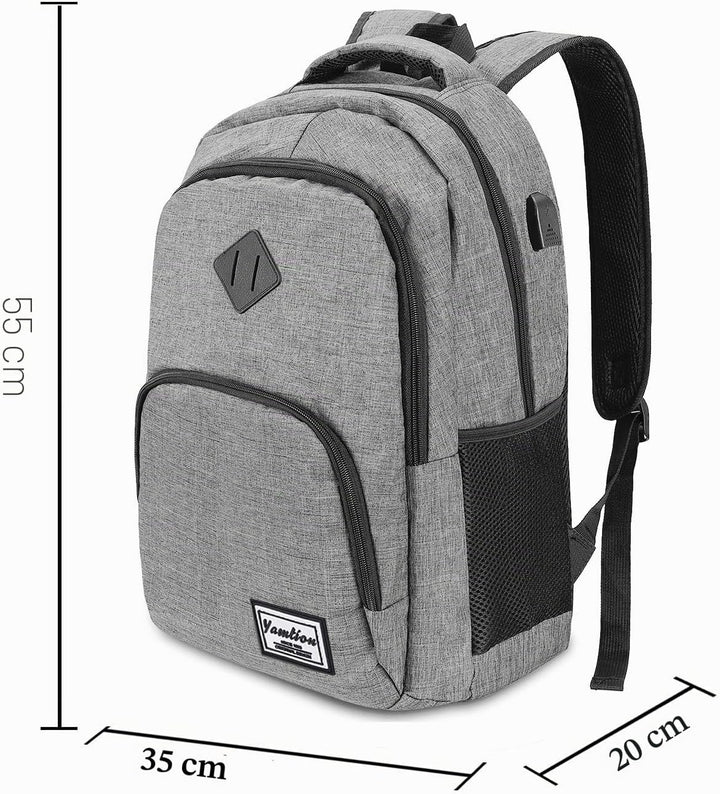 YAMTION Rucksack Laptop 17.3 Zoll Rucksack Schule mit USB-Ladeanschluss für Arbeit Schule Reisen Cam