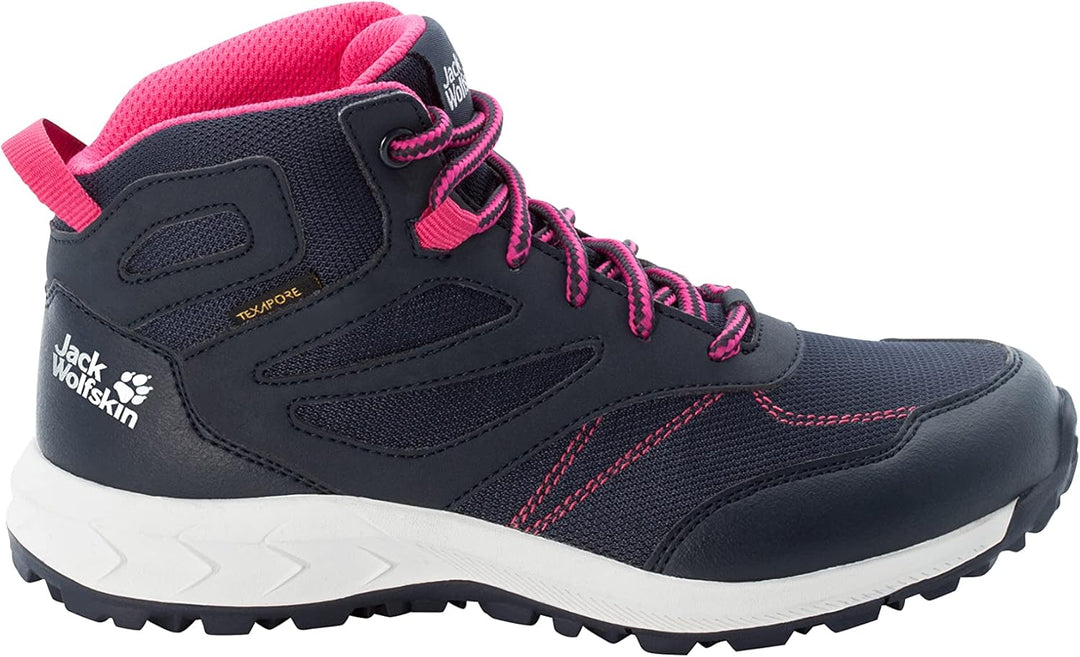 Jack Wolfskin Woodland Texapore Mid K Outdoorschuhe 33 EU Night Blue Pink, 33 EU Night Blue Pink