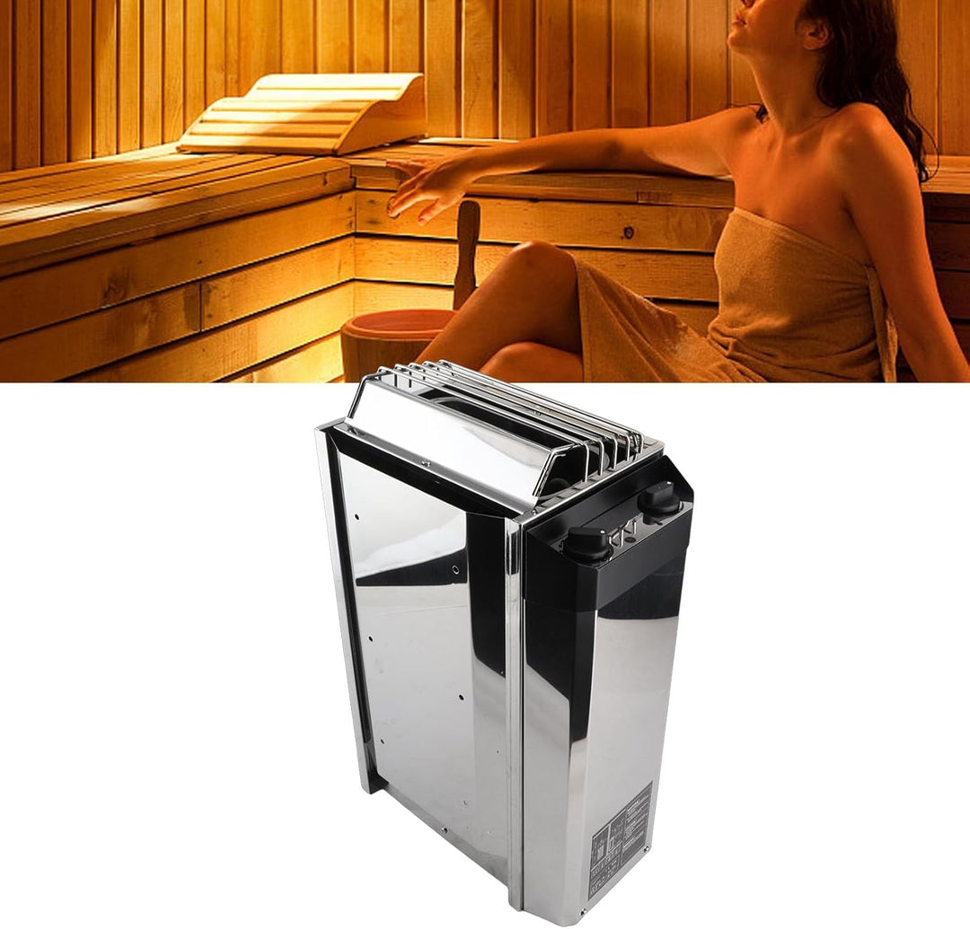Saunaofen, 3,6 KW, Interne Steuerung, Temperaturverstellbar, Elektrischer Saunaofen aus Edelstahl, N