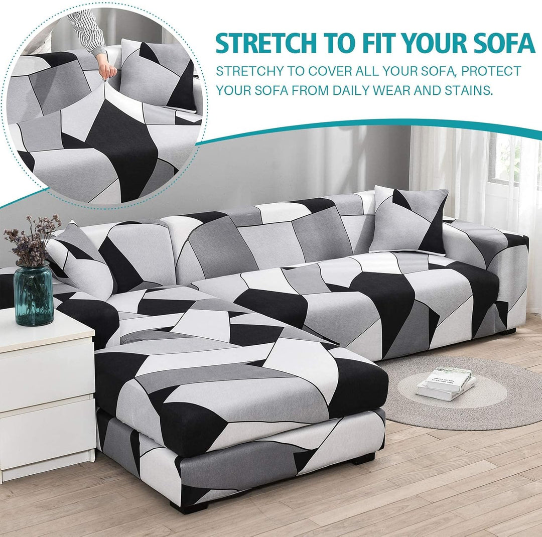 ShowyLive Sofa Überzug Couch Überzug 2er Set für Ecksofa L-Form Sofabezug 2 Sitzer+3 Sitzer, mit 2 S
