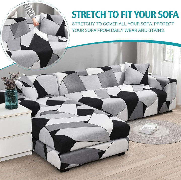 ShowyLive Sofa Überzug Couch Überzug 2er Set für Ecksofa L-Form Sofabezug 2 Sitzer+3 Sitzer, mit 2 S