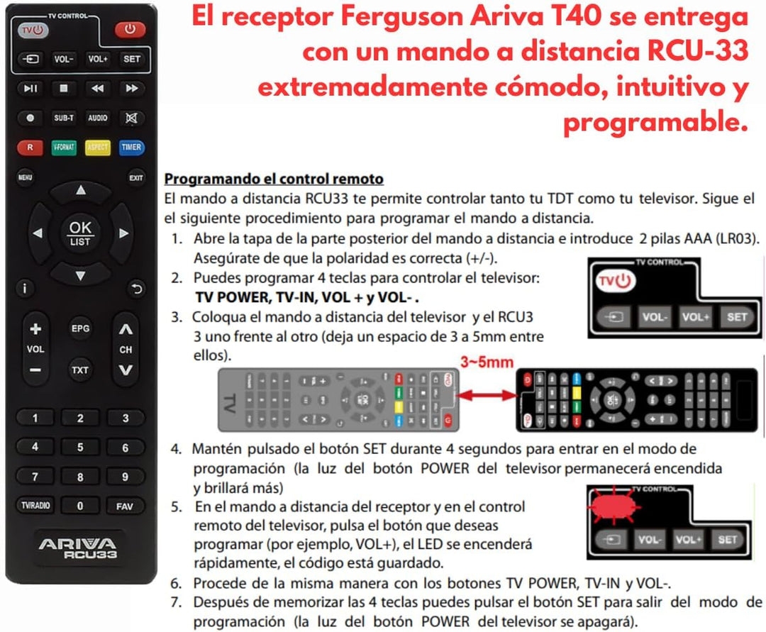 Ferguson Ariva T40 DVB-T2 HEVC H.265 10 Bit H.264 DVB-T HD Tuner Full HD HDMI SCART Ethernet LAN PVR