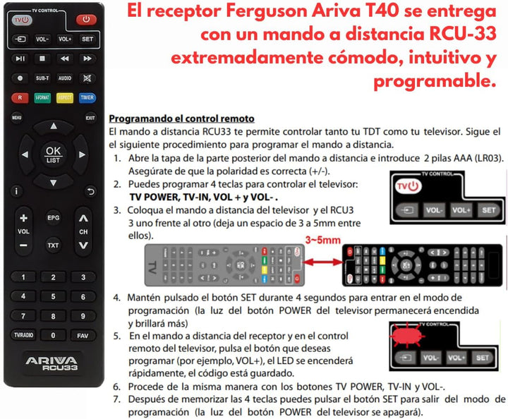 Ferguson Ariva T40 DVB-T2 HEVC H.265 10 Bit H.264 DVB-T HD Tuner Full HD HDMI SCART Ethernet LAN PVR