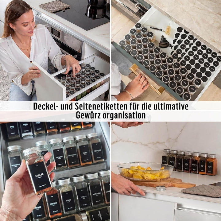 Deco haus Gewürzgläser mit Schraubkappe - 24er Set 120ml - Verschiedene Streuer-Aufsätze, Trichter,