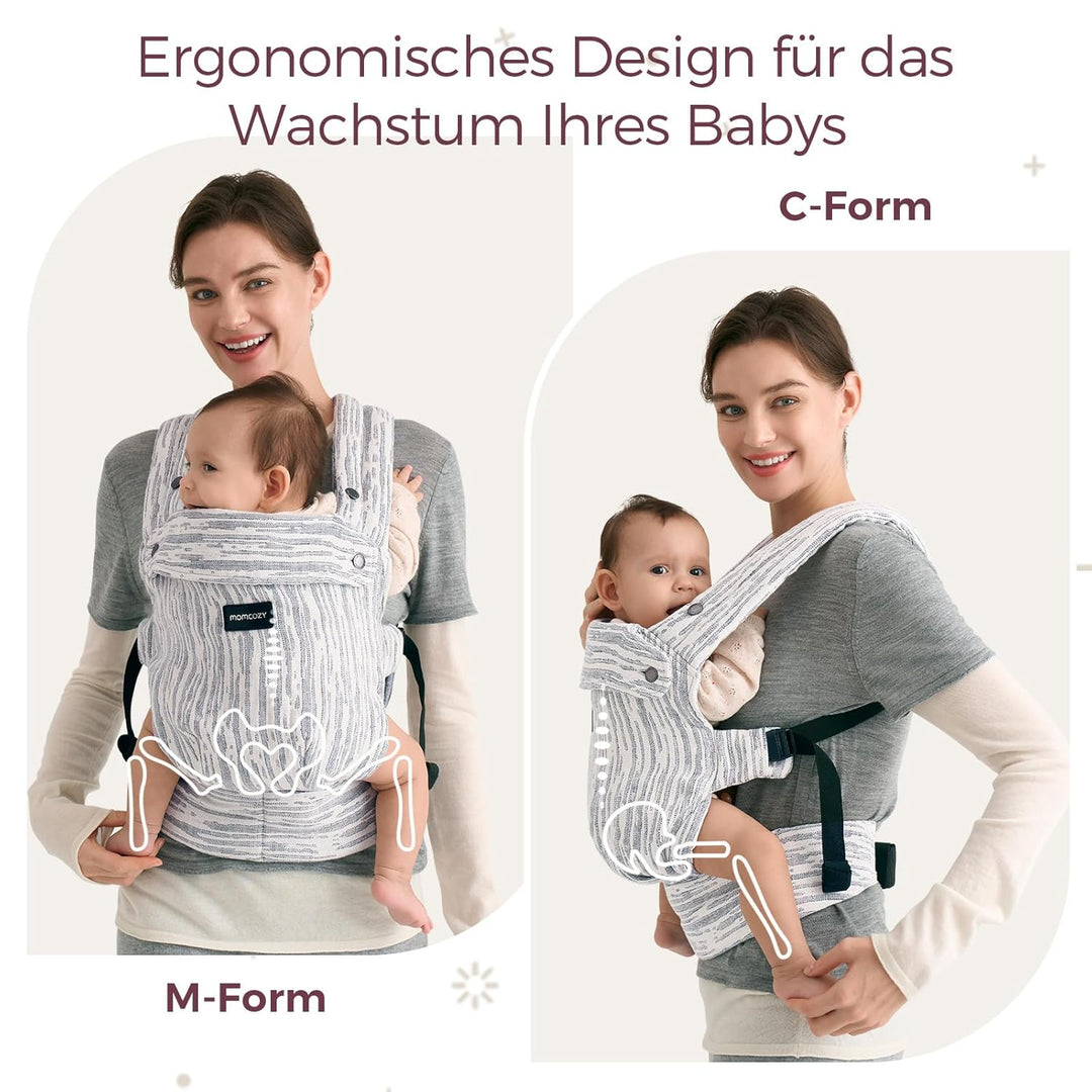 Momcozy Herihuge Baby-Trage - Charmante Jacquard-Webart, Langlebig &amp; Elegant - Ganz-Tages-Komfort fü
