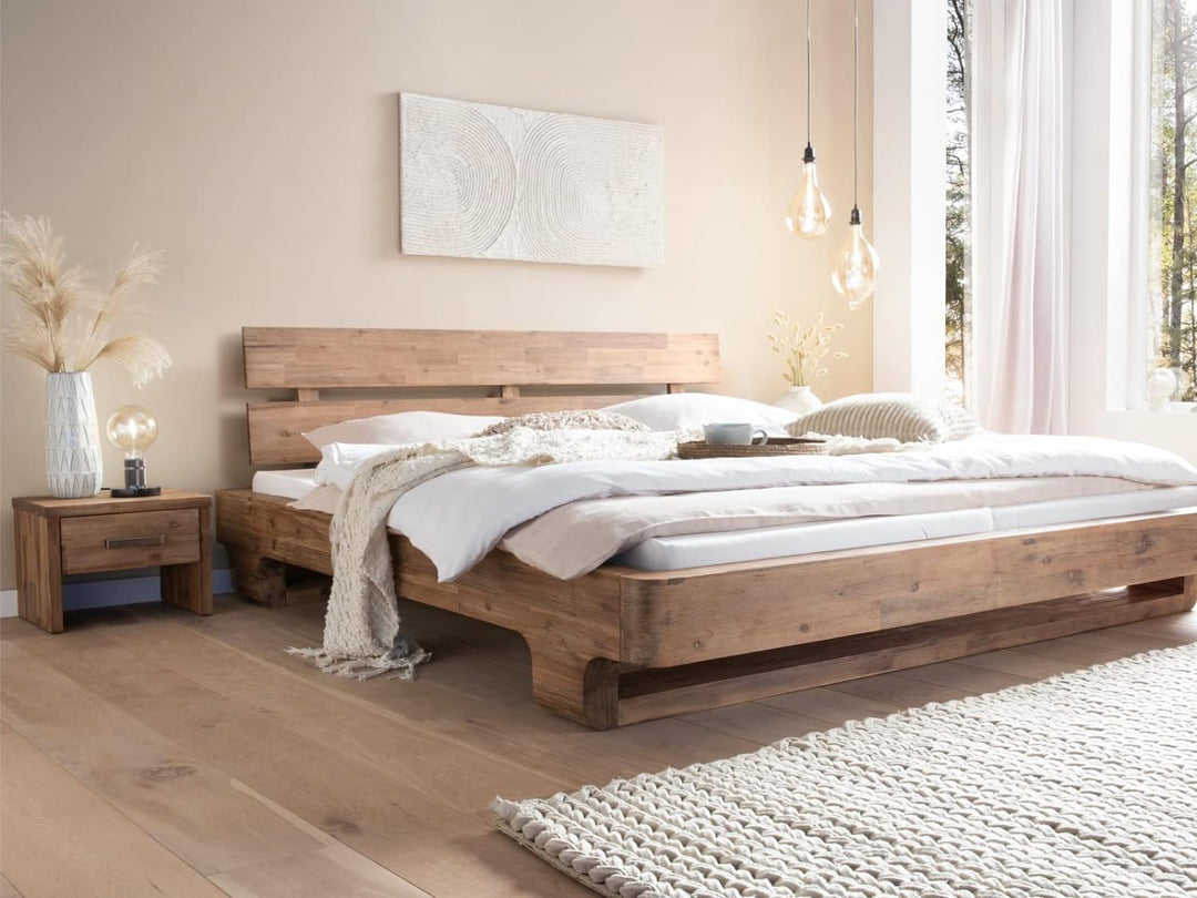 Woodkings® Nachttisch Albury Natur Schlafzimmer Massivholz Beistelltisch Nachtkommode Design Massive