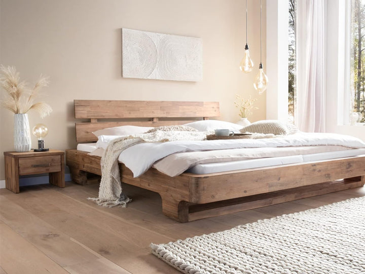 Woodkings® Nachttisch Albury Natur Schlafzimmer Massivholz Beistelltisch Nachtkommode Design Massive