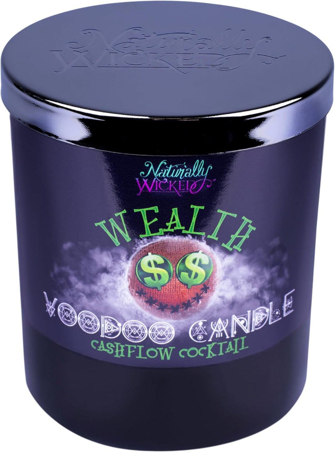 Naturally Wicked Voodoo Reichtums-Kerze | Inklusive Voodoo-Puppe &amp; Kristallstab | Vegane Kristallzau
