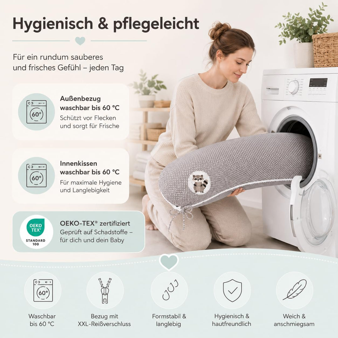 sei Design Stillkissen 170×30 cm – ergonomisch geprüftes Unterstützungskissen für Erwachsene – leise