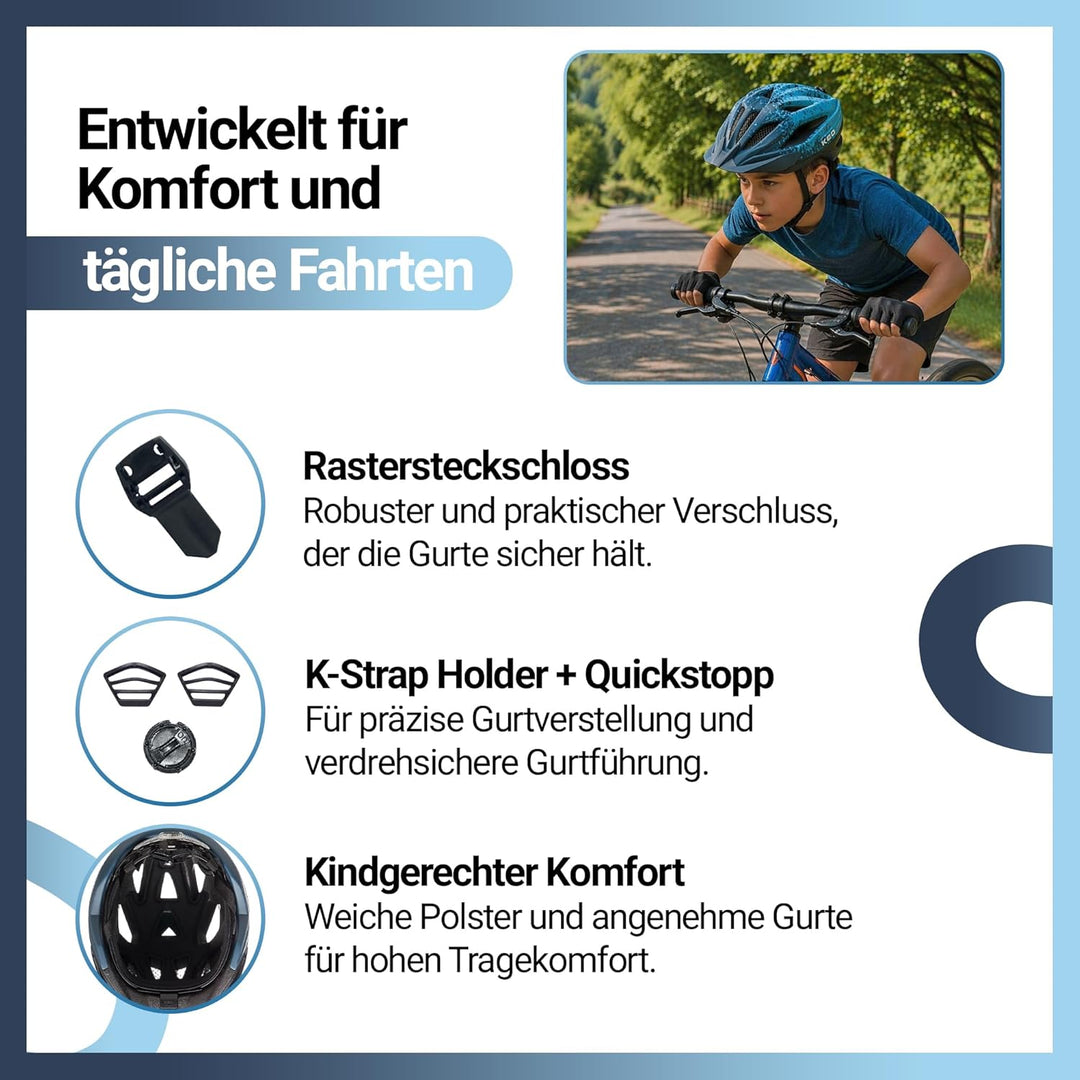 KED Street Jr. Pro Kinder Fahrrad Helm matt blau 2023 S (49-55cm), S (49-55cm)