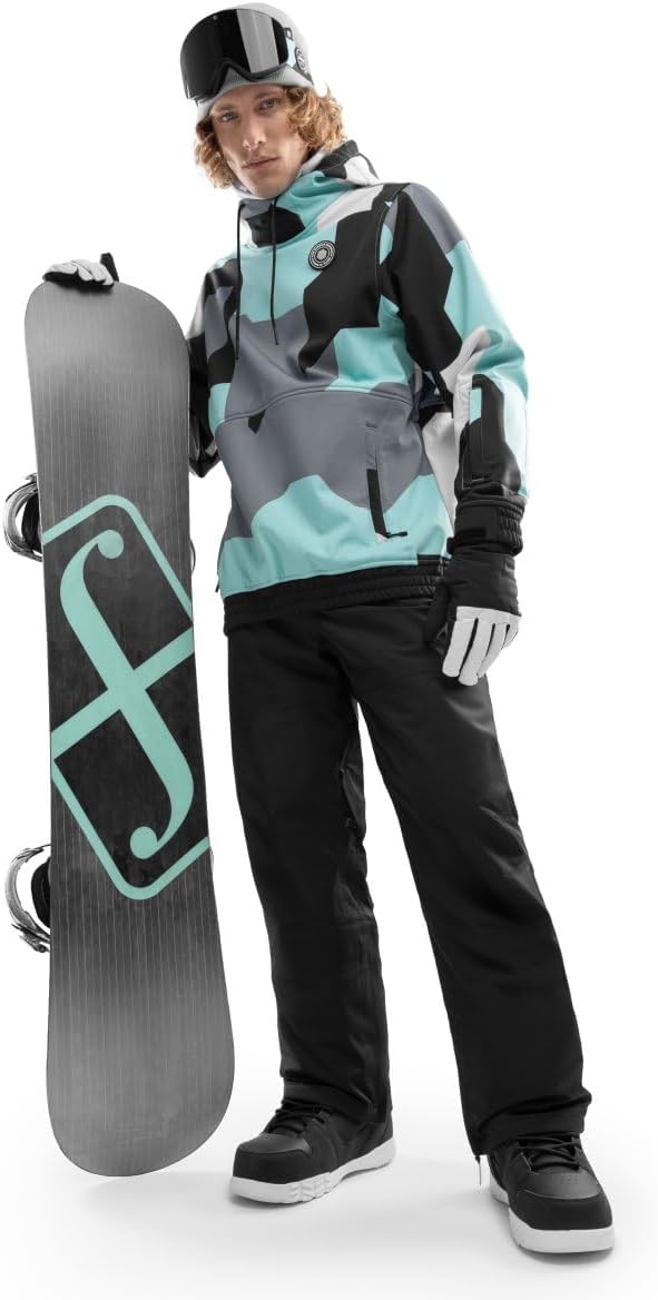 SIROKO W1 Ski- & Snowboardjacke Herren Wasserdicht Wärmeschutz Fronttasche Wintersport XS Türkis/Gra