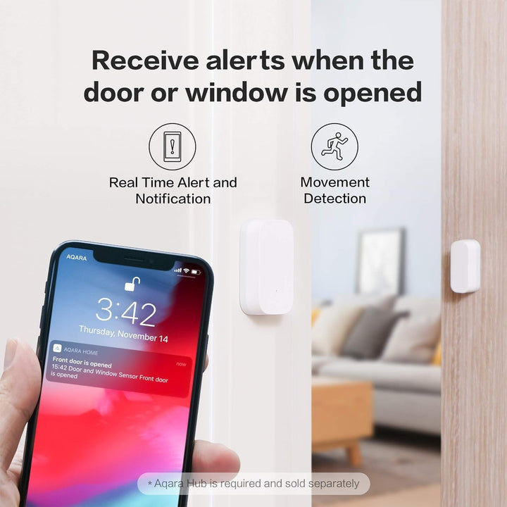 Aqara Tür- und Fenstersensor 3er Pack, Erfordert Aqara Hub, Zigbee-Verbindung, Drahtloser Detektor f