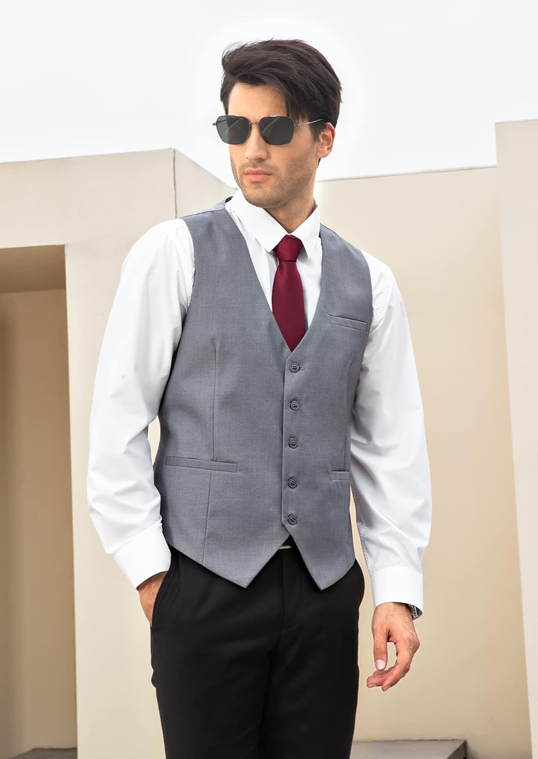 Enlision Anzugweste für Herren Formelle Einfarbige Weste Hochzeit Elegant Anzugwesten Business Weste