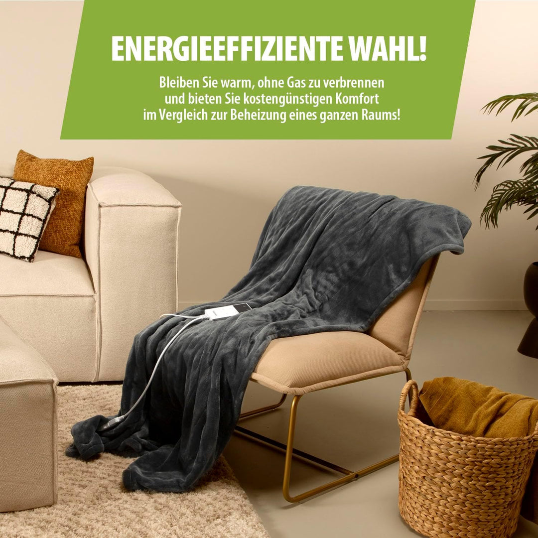 Tristar Elektrische Decke – 160 x 130 cm Fleece – Maschinenwaschbar – Einstellbarere Temperatur – Ab