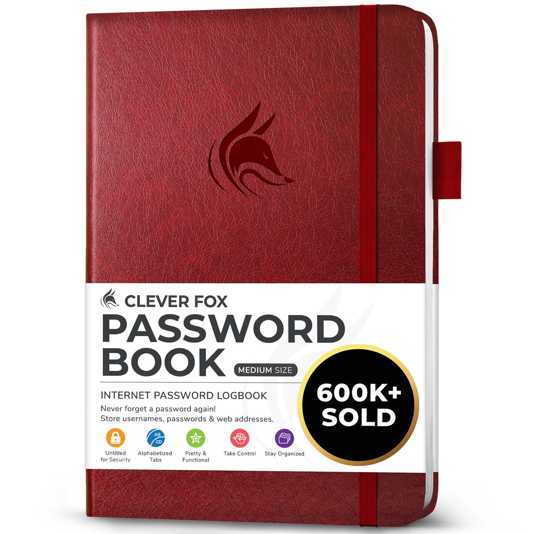 Clever Fox Passwortbuch mit Registerkarten - Adress- und Passwort-Organisationsbuch mit alphabetisch