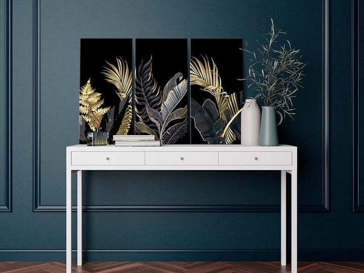 murando - Bilder tropische Blätter 90x60 cm Vlies Leinwandbild 3 Teilig Kunstdruck modern Wandbilder