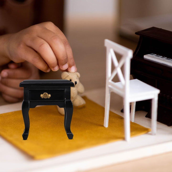 Kisangel Miniatur Nachttisch Aus Holz FüR Puppenhaus Mit Schublade Retro Stil Puppenhaus MöBel Mikro