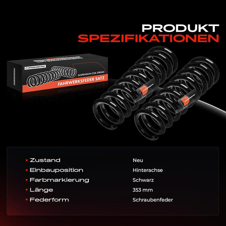 Frankberg 2x Federn Fahrwerksfeder Hinterachse Kompatibel mit W202 C180 C200 C220 C240 1994-2000 C20