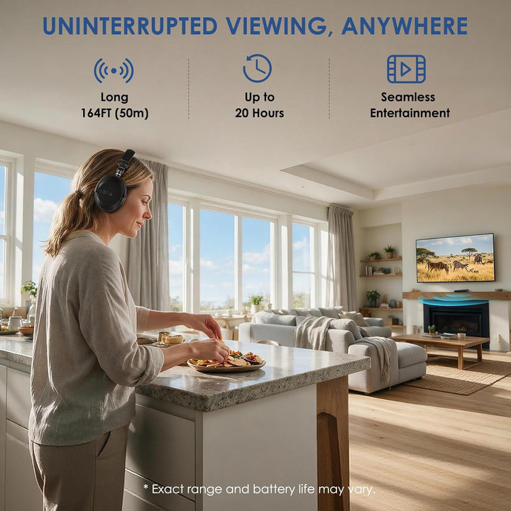 SIMOLIO Kabellose Kopfhörer für Fernseher mit HDMI ARC Eingang &amp; Bluetooth