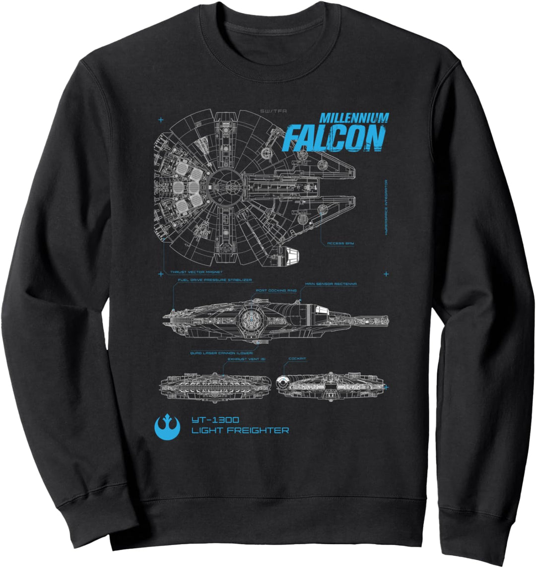 Star Wars Millennium Falcon Diagram Sweatshirt