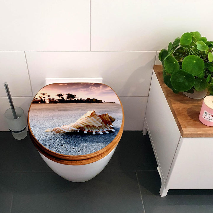 banjado Design WC Sitz Bambus Absenkautomatik 45,8x37,5cm - Toilettendeckel mit Absenkautomatik Holz