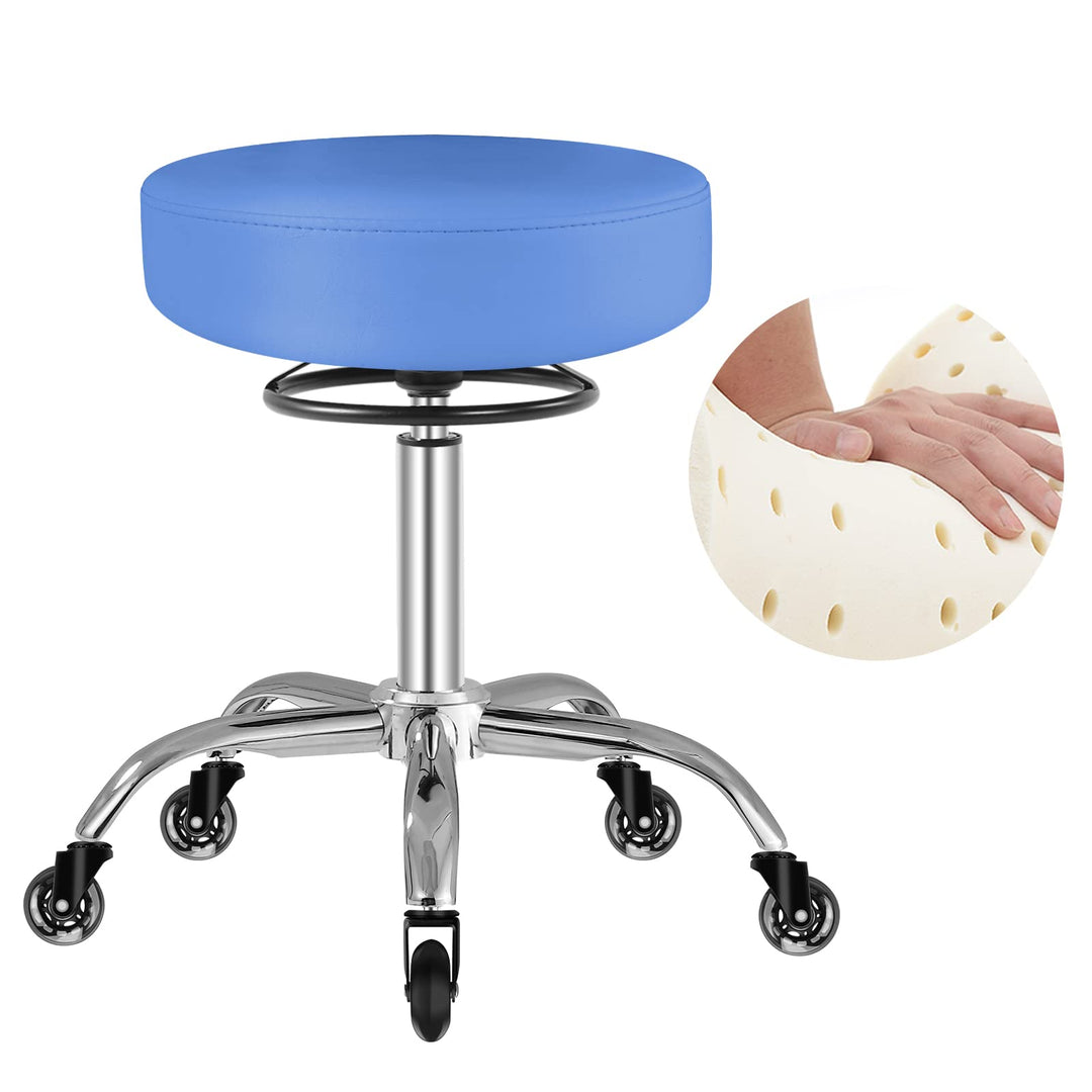 Rollhocker höhenverstellbar mit Rollen - 50-62cm，bis 180 kg belastbare Arbeitshocker，360° Drehhocker