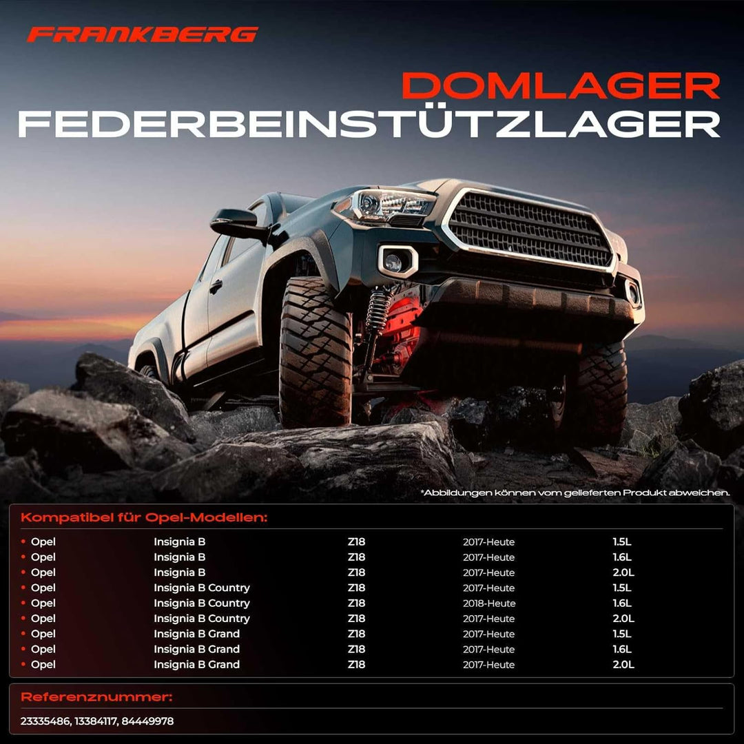 Frankberg 1x Federbeinstützlager Hinterachse Kompatibel mit Insignia B Z18 1.5L-2.0L 2017-Heute Repl