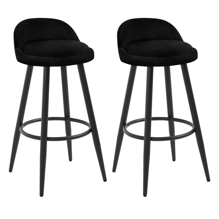 WOLTU Barhocker 2er Set, Barstuhl Küchenhocker, hoher Hocker mit Rückenlehne Fussstütze, aus Samt Me