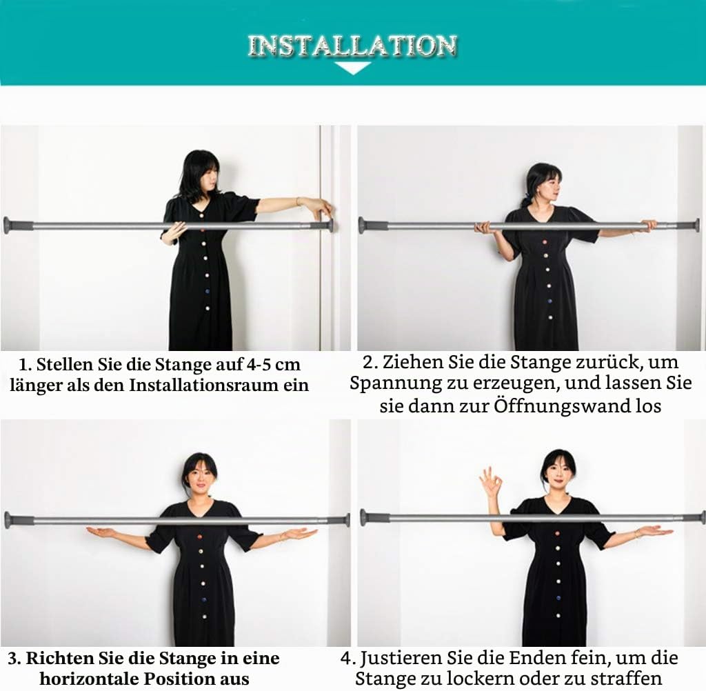 Teleskopstange Ohne Bohren, 378-430cm Ausziehbare Edelstahl Duschvorhangstange für Grosse Fenster/Du