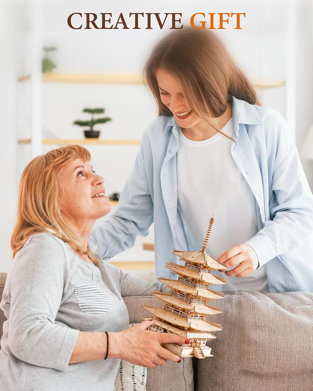 Rolife 3D Puzzle Holz Modellbau Fünfstöckige Pagode Turm für Erwachsene Teenager DIY Modellbausatz E