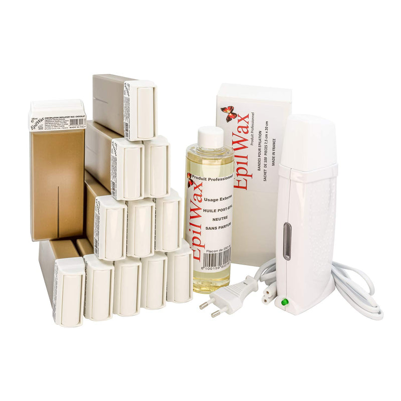 EpilWax Royal Complete Epilations-Kit mit: Professionellem Wachswärmer,12 Roll-On Wachs 100 ml Schok