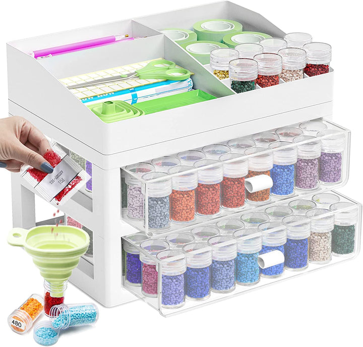 ARTDOT Diamond Painting Zubehör Boxen, 96 Stück 5D Diamant Painting Bilder Aufbewahrungsbox mit Koff