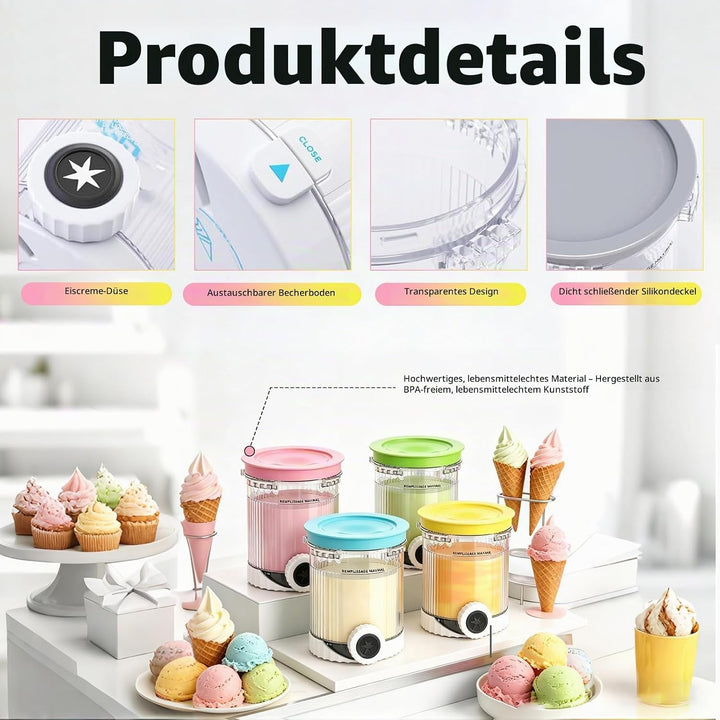 4 Stück Behälter Kompatibel mit Ninja Swirl Creami NC700 NC701EU Serie, 480ML Eiscreme Behälte mit D