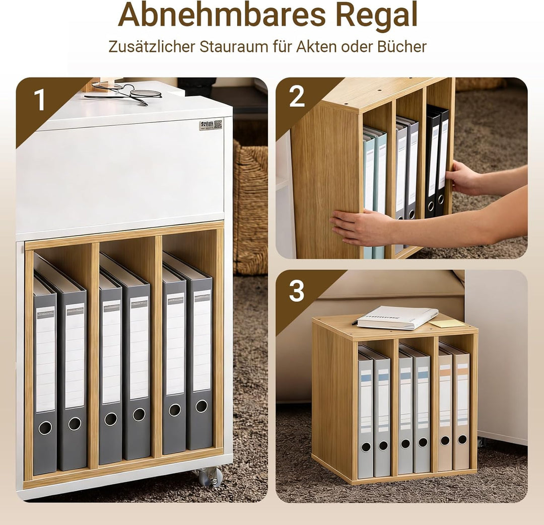 SoBuy Aktenschrank Aktenschrankwagen Druckertisch Druckerständer Rollcontainer mit 4 Rollen Lagersch