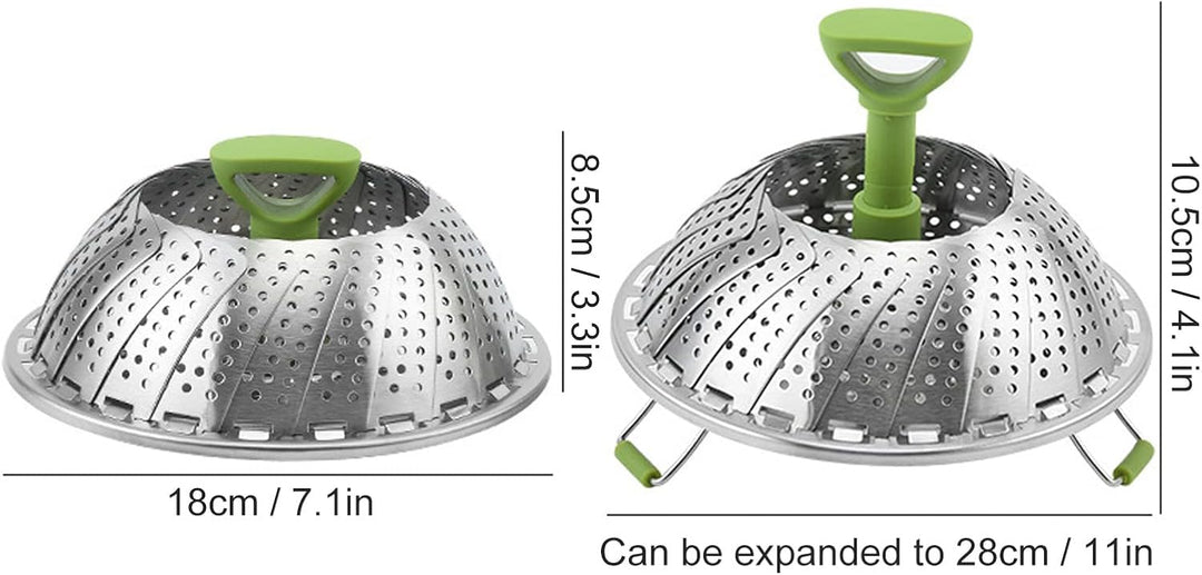 Edelstahl Dampfgarer Einsatz mit Griff, 18cm bis 28cm Einziehbares Multifunktions Faltbar Dünsteinsa