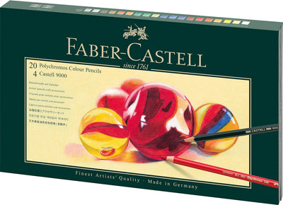 Faber-Castell 210051 - Geschenkset Mixed Media Polychromos, 20 Stifte mit Zubehör, bunt Geschenkset