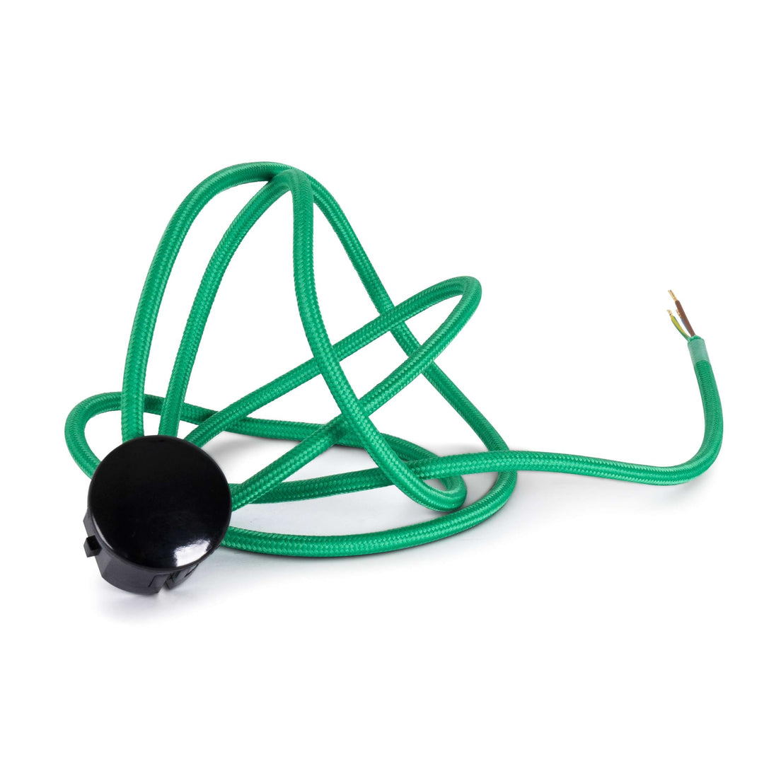 Textilkabel Zuleitung mit Schuko-Stecker (Winkelstecker aus Duroplast: Bakelit Optik), Leitung H03VV