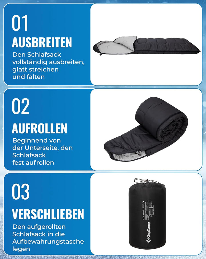 KingCamp Schlafsack für Erwachsene, kaltes Wetter & warm, XL, grosse und hohe Flanell-Schlafsäcke mi